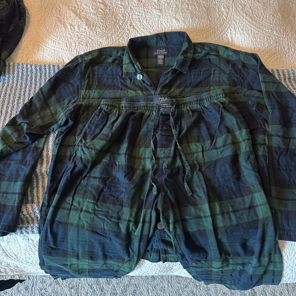 Polo by Ralph Lauren Navy & Green Plaid Pajama Set